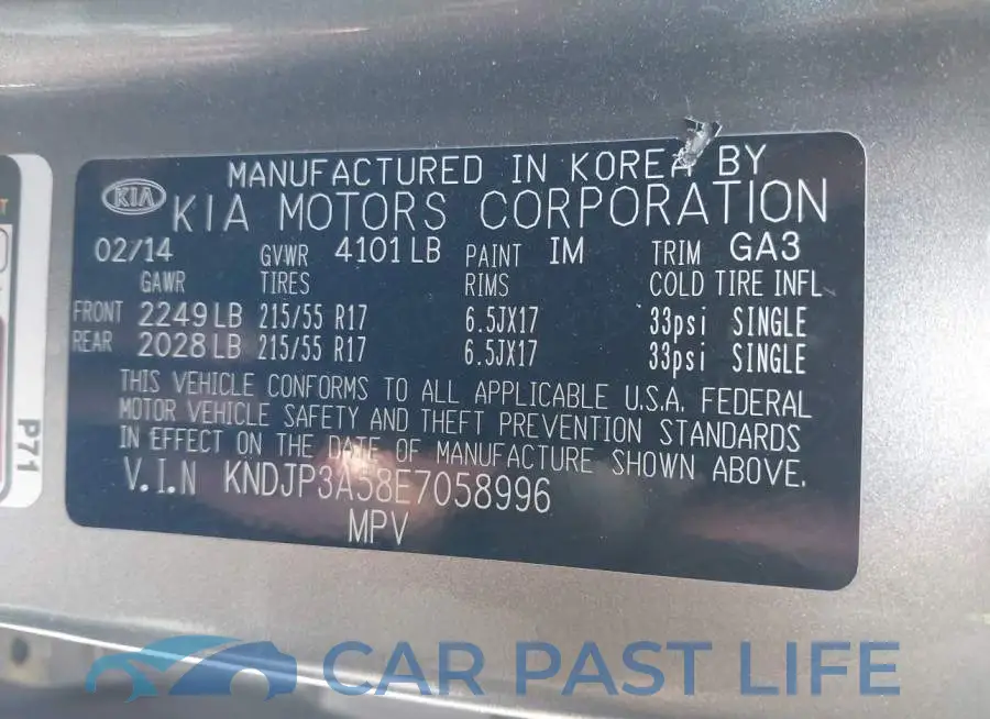 KNDJP3A58E7058996# 9