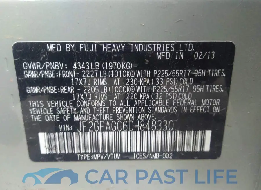 JF2GPAGC6DH848330# 9
