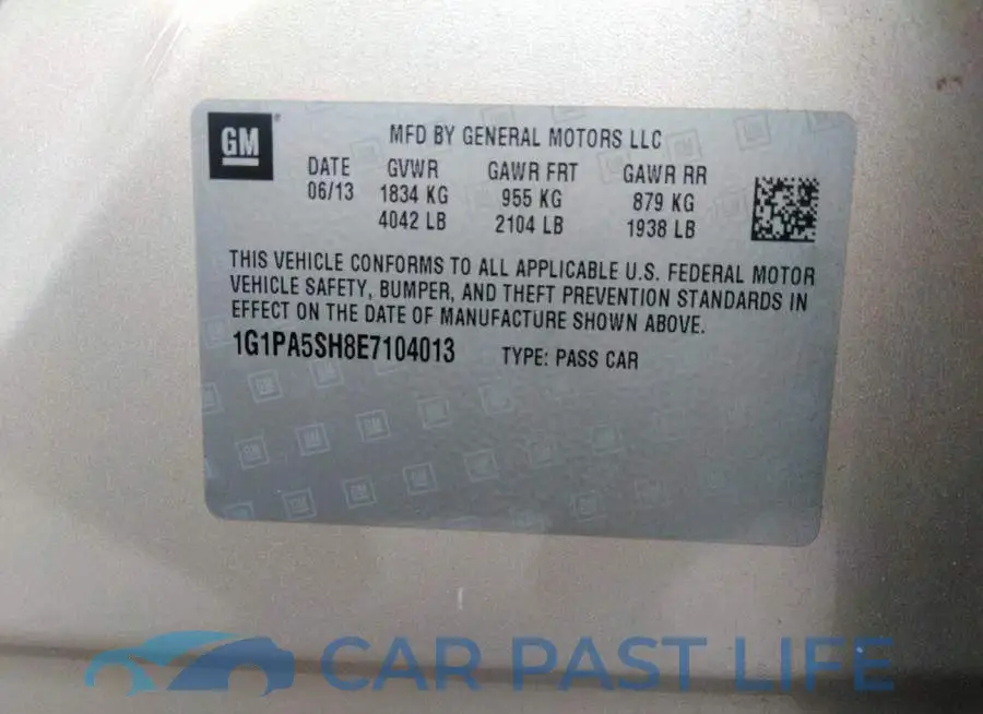 1G1PA5SH8E7104013# 9