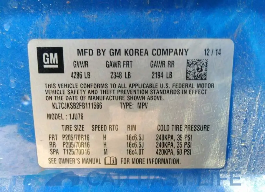 KL7CJKSB2FB111566# 9
