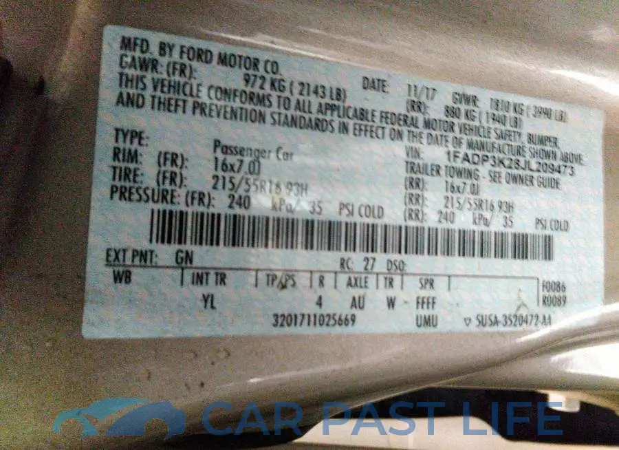 1FADP3K28JL209473# 9