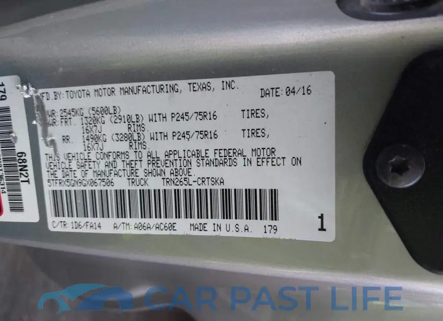 5TFRX5GN9GX067506# 9
