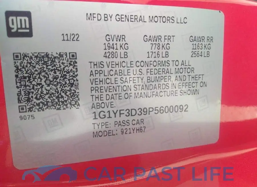 1G1YF3D39P5600092# 9