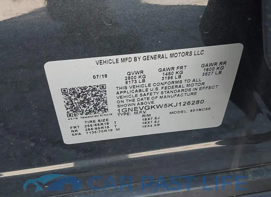 1GNEVGKW5KJ126280# 9