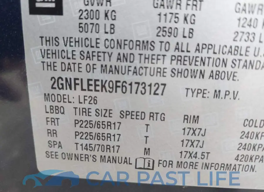 2GNFLEEK9F6173127# 9