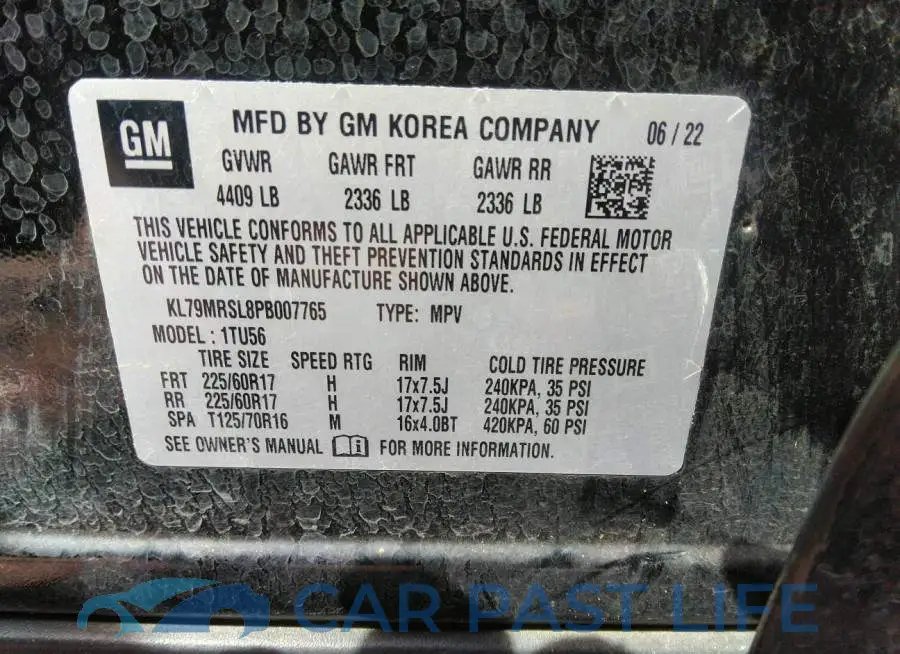 KL79MRSL8PB007765# 9