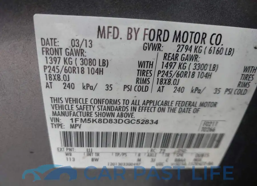 1FM5K8D83DGC52834# 9