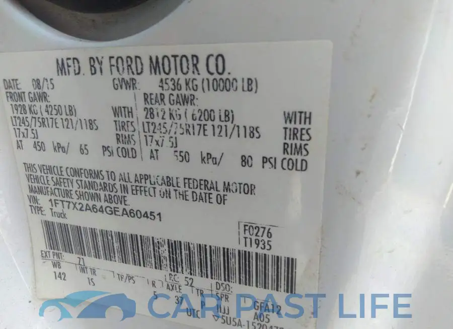 1FT7X2A64GEA60451# 9