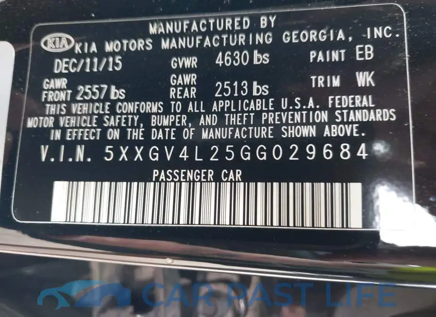 5XXGV4L25GG029684# 9