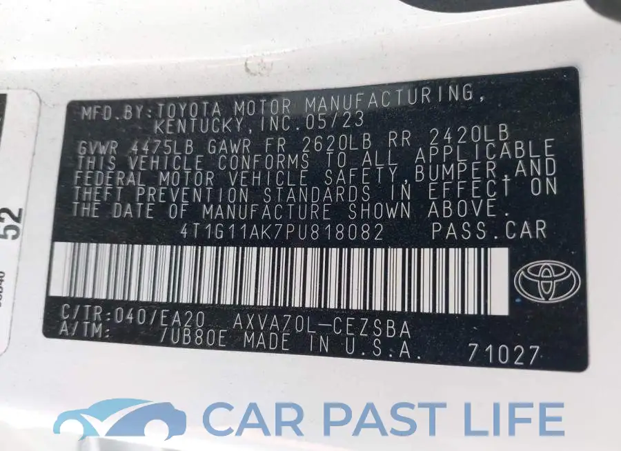 4T1G11AK7PU818082# 9