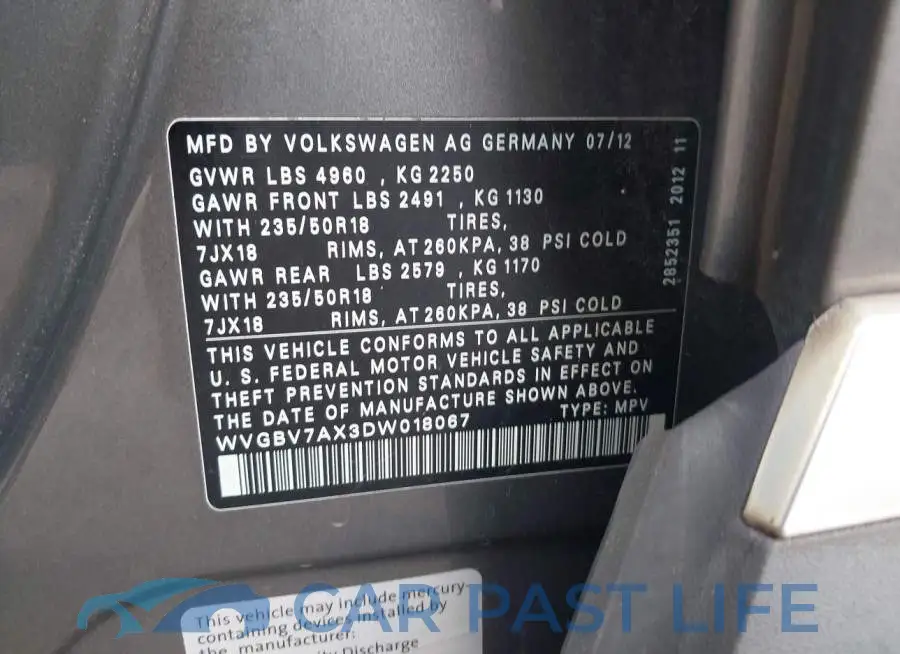 WVGBV7AX3DW018067# 9