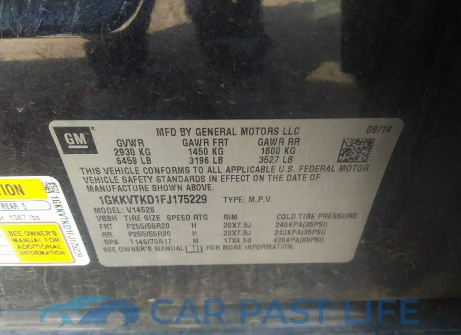 1GKKVTKD1FJ175229# 9