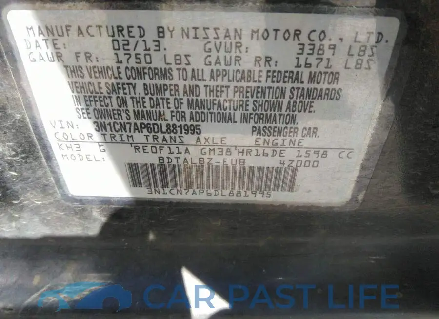 3N1CN7AP6DL881995# 9