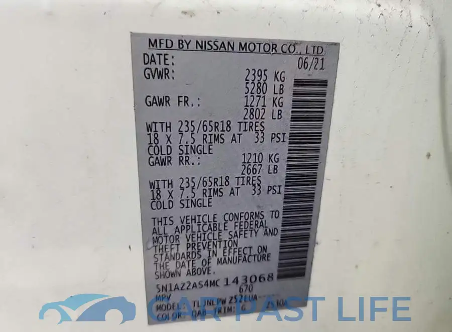 5N1AZ2AS4MC143068# 8