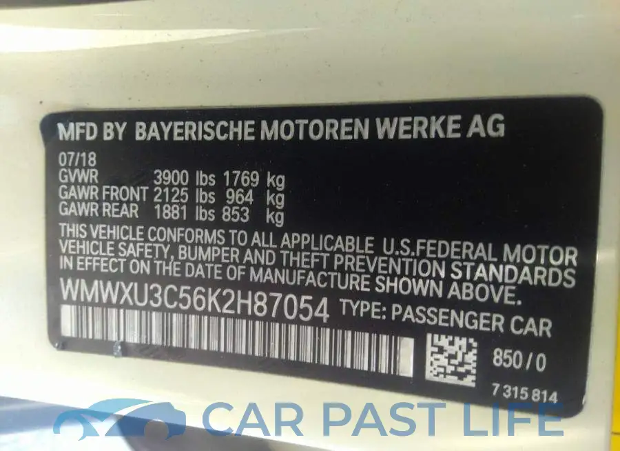 WMWXU3C56K2H87054# 9