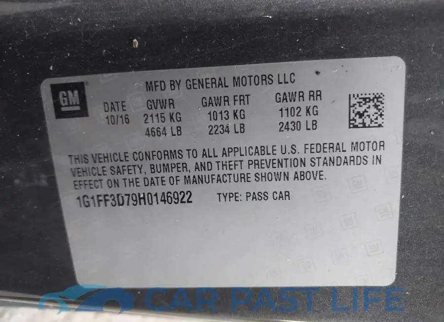 1G1FF3D79H0146922# 9