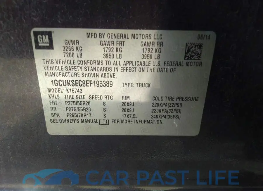 1GCUKSEC8EF195389# 9