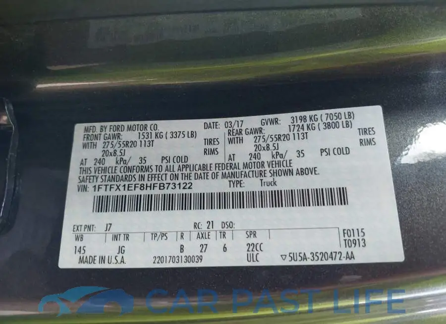 1FTFX1EF8HFB73122# 9