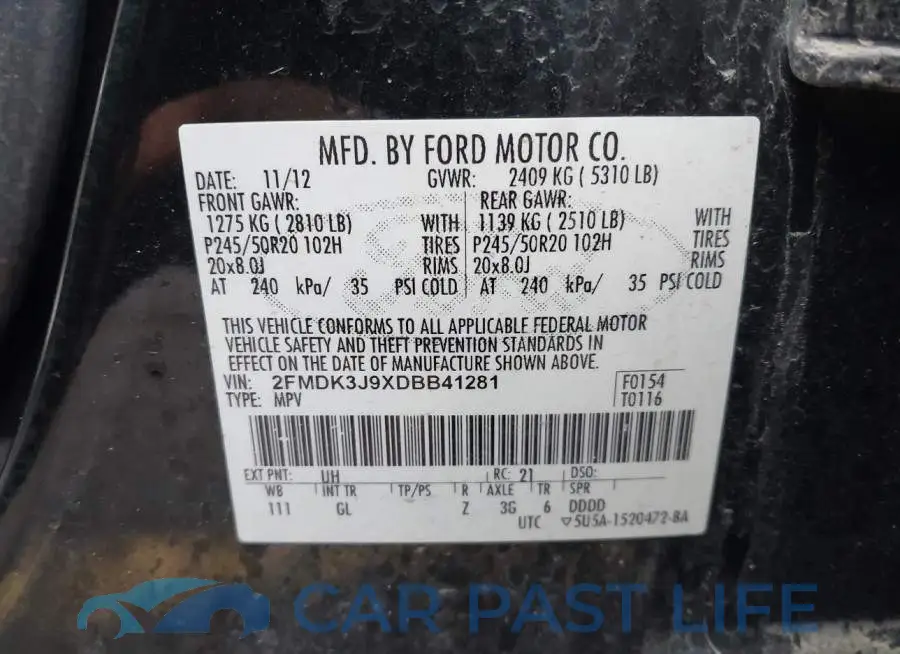 2FMDK3J9XDBB41281# 9
