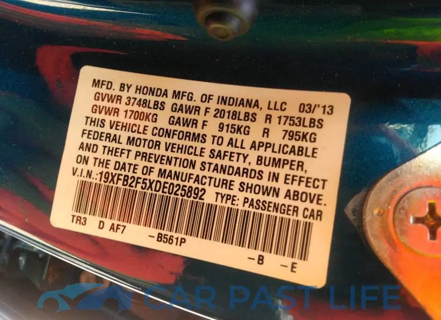 19XFB2F5XDE025892# 9