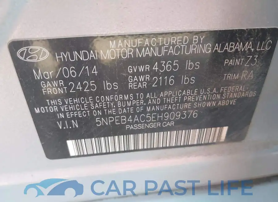 5NPEB4AC5EH909376# 9