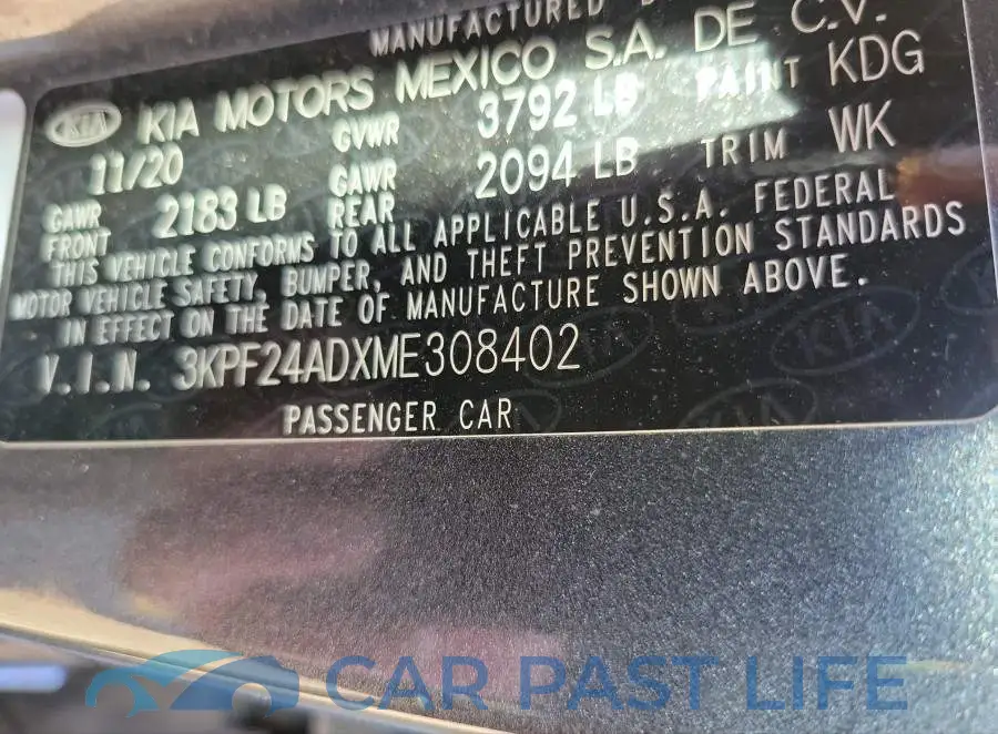 3KPF24ADXME308402# 9