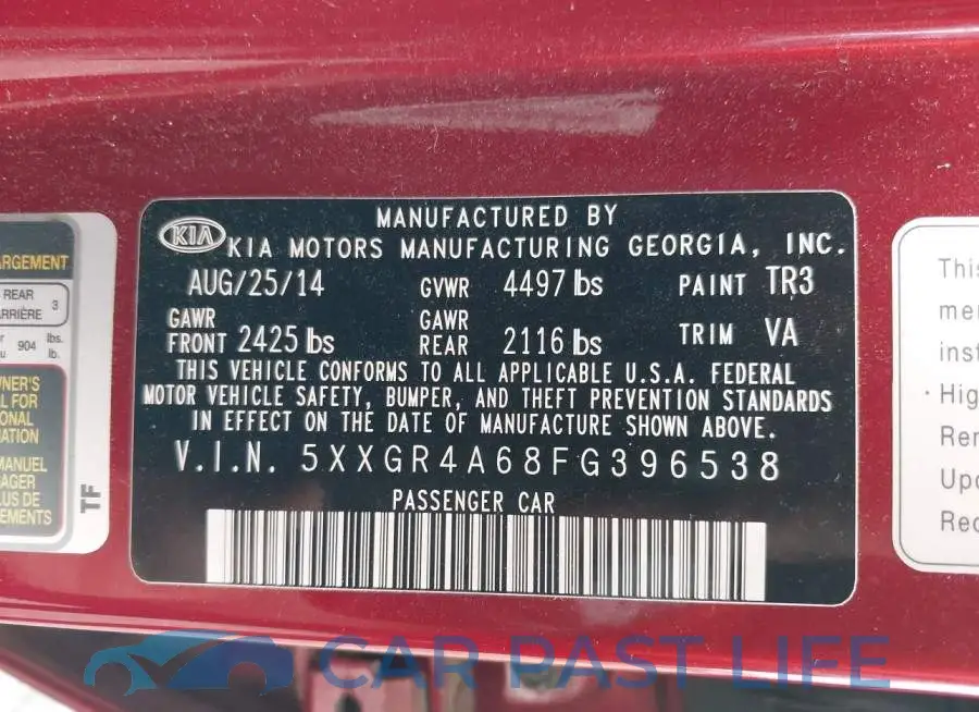 5XXGR4A68FG396538# 9