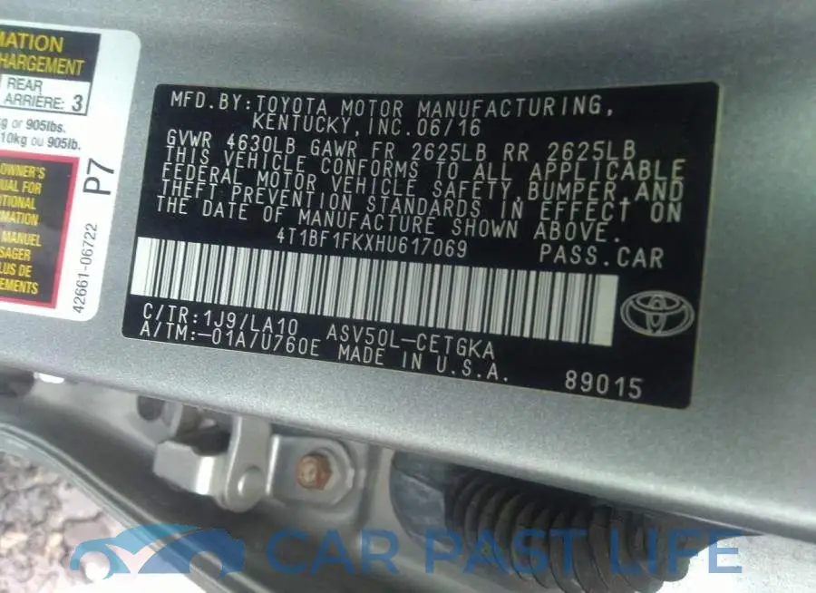 4T1BF1FKXHU617069# 9