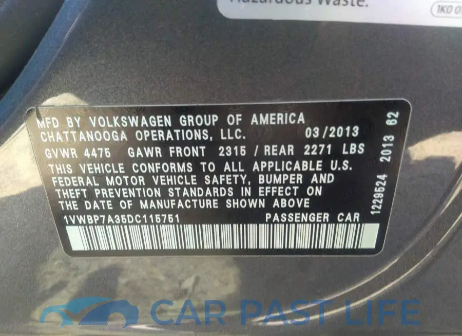 1VWBP7A35DC115751# 9