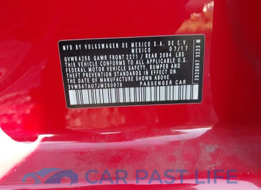 3VW547AU7JM250979# 9