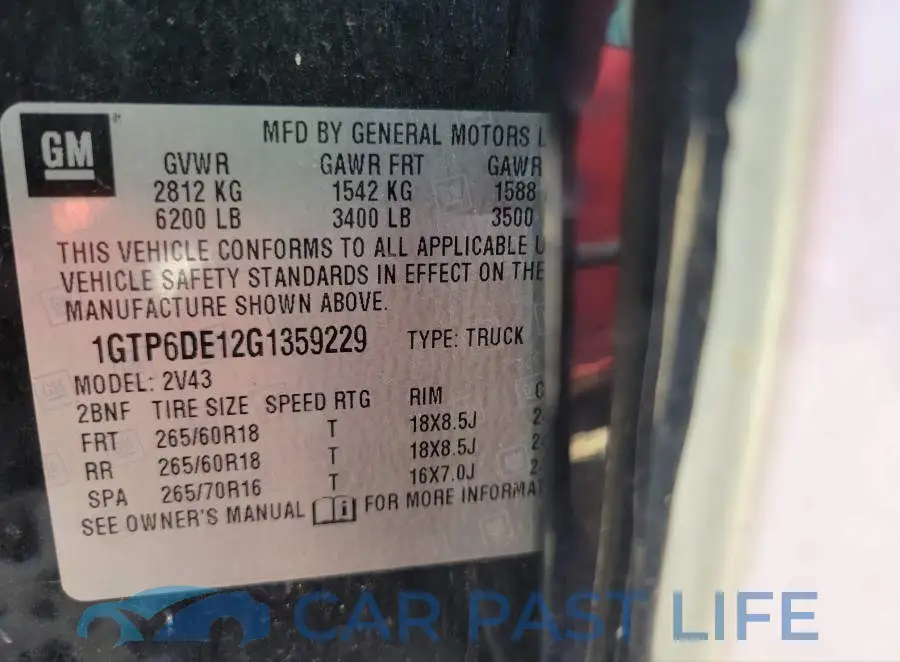 1GTP6DE12G1359229# 9