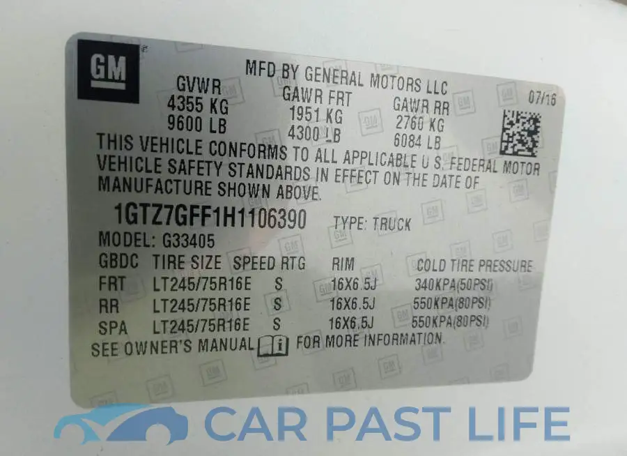 1GTZ7GFF1H1106390# 9