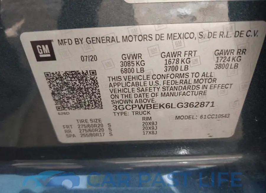 3GCPWBEK6LG362871# 9