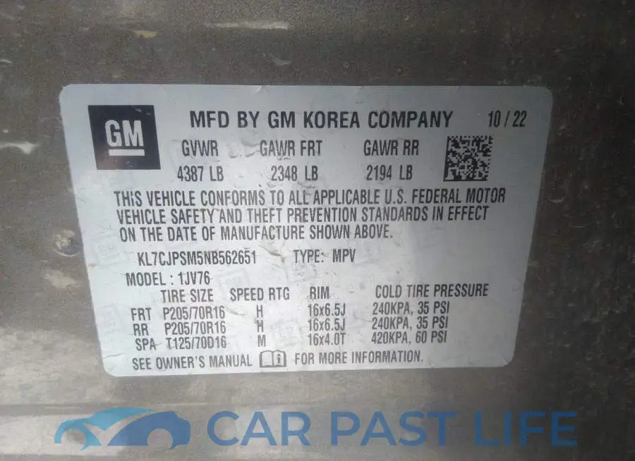 KL7CJPSM5NB562651# 9