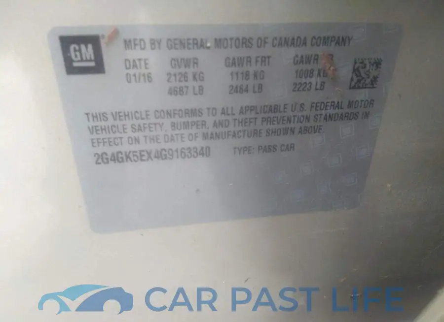 2G4GK5EX4G9163340# 9