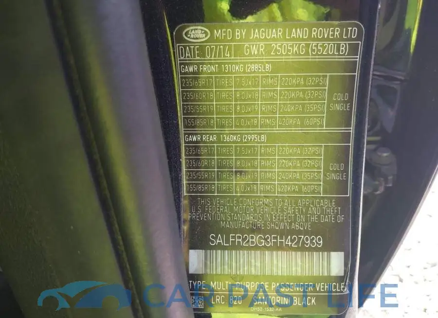 SALFR2BG3FH427939# 9