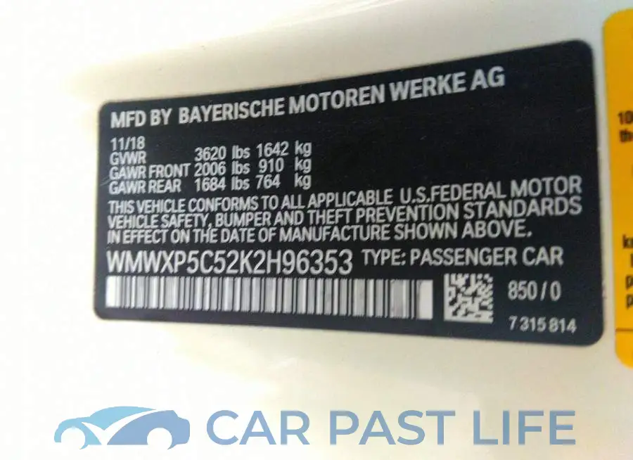 WMWXP5C52K2H96353# 9