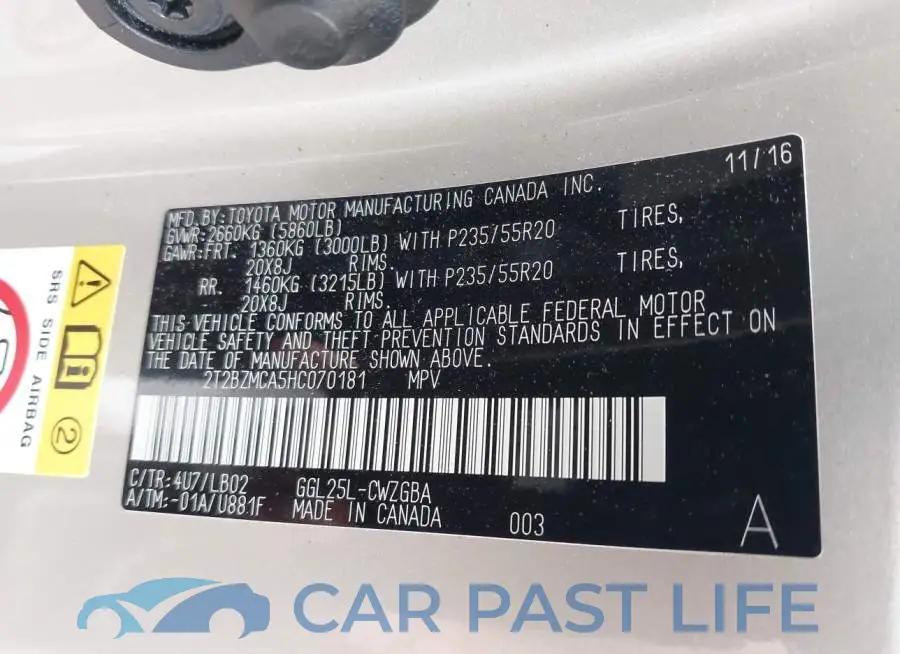 2T2BZMCA5HC070181# 9