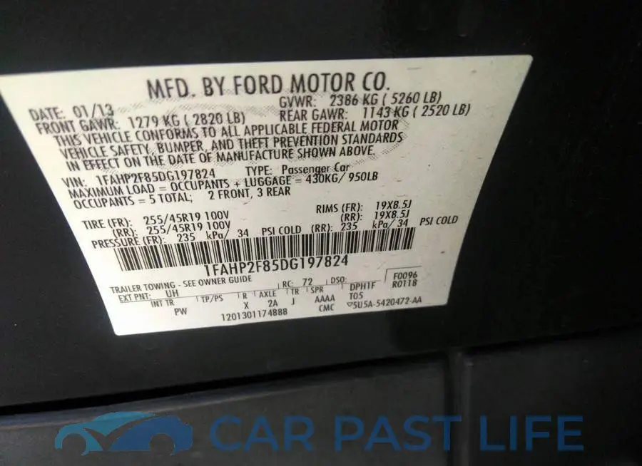 1FAHP2F85DG197824# 9