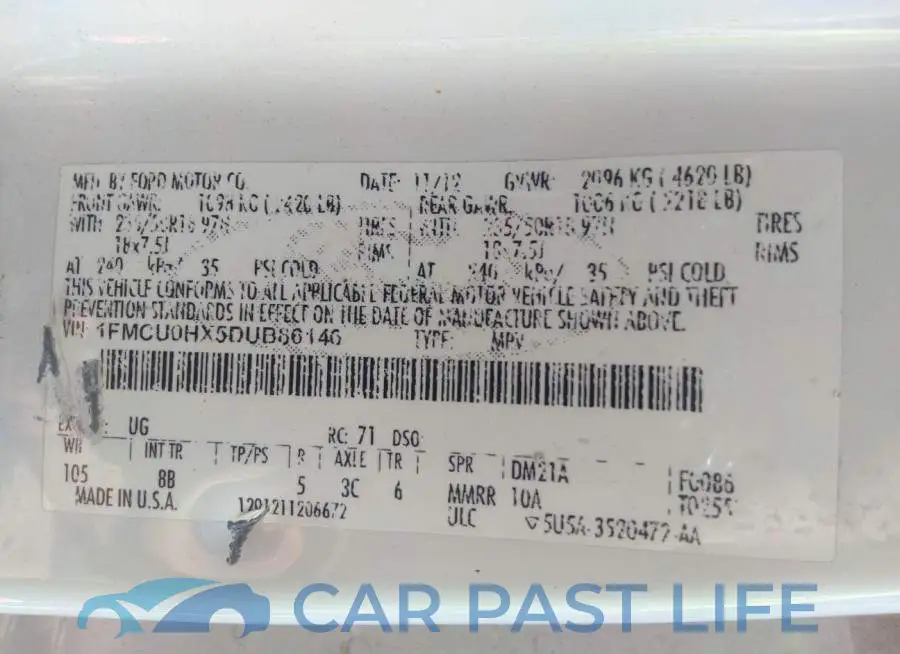 1FMCU0HX5DUB86146# 9