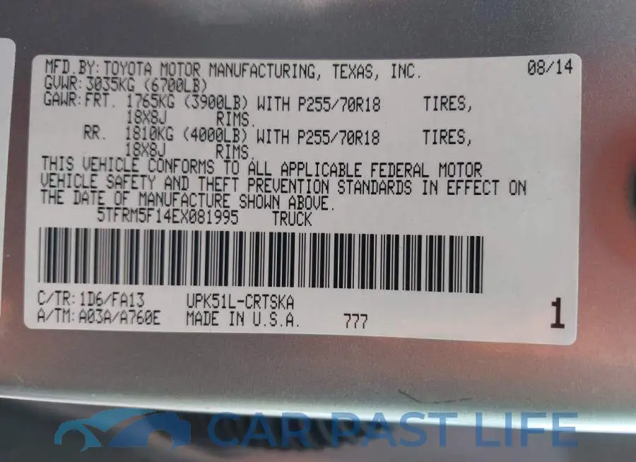 5TFRM5F14EX081995# 9