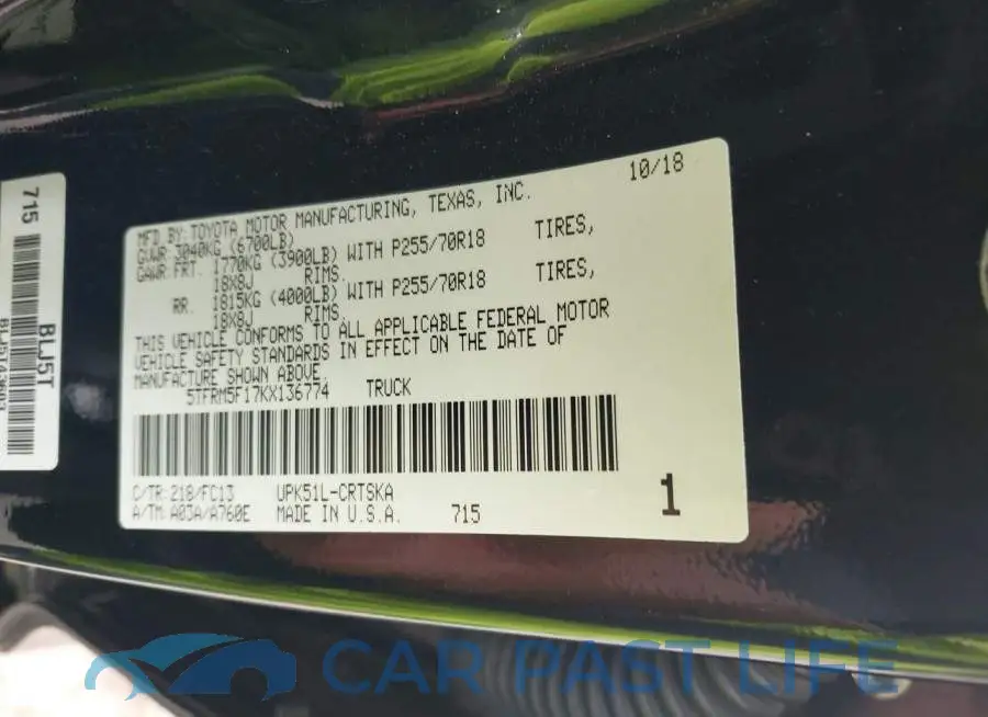 5TFRM5F17KX136774# 9