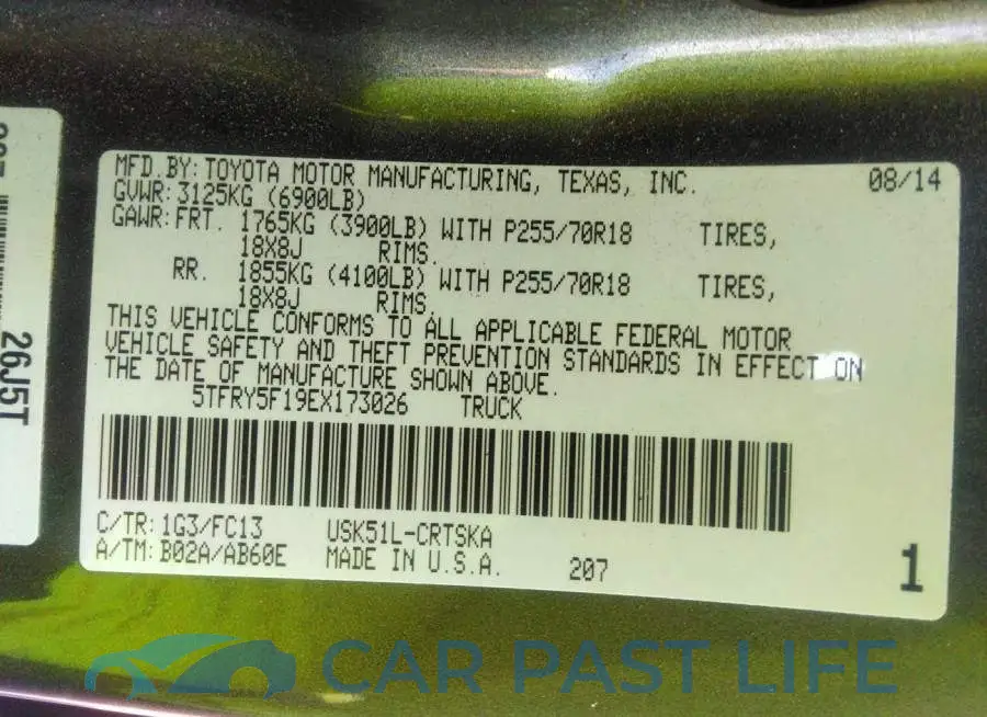 5TFRY5F19EX173026# 9