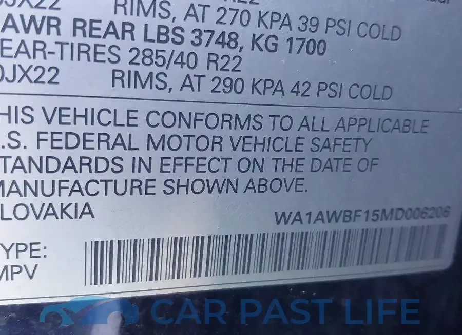 WA1AWBF15MD006206# 9