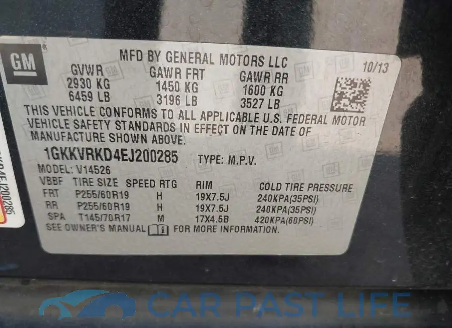 1GKKVRKD4EJ200285# 9