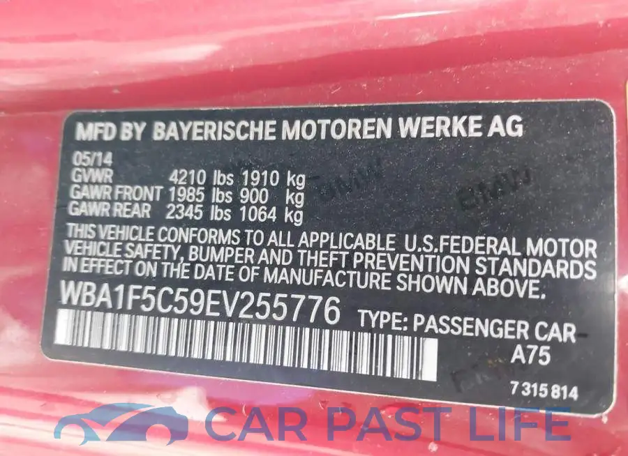 WBA1F5C59EV255776# 9