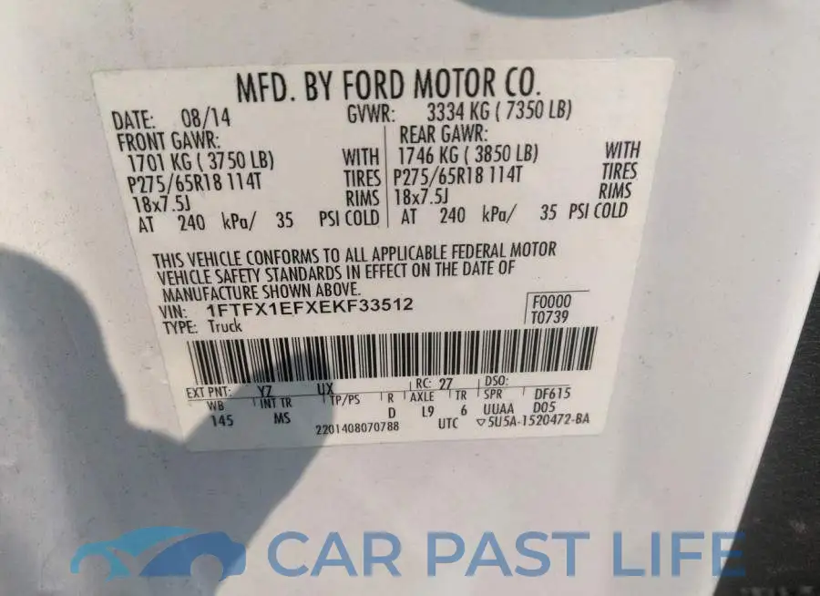 1FTFX1EFXEKF33512# 9