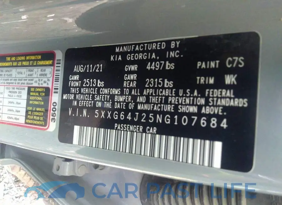 5XXG64J25NG107684# 9