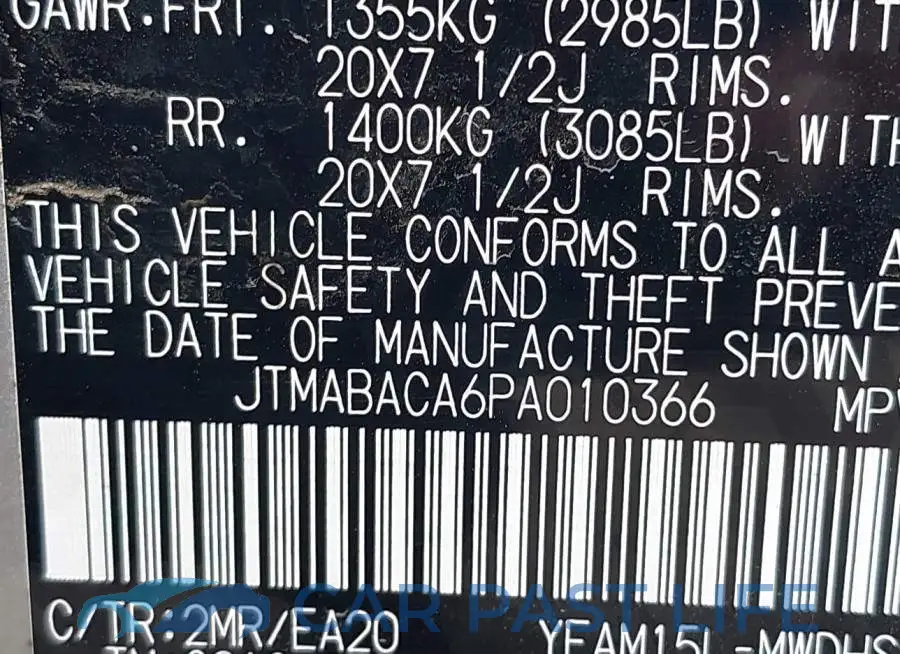 JTMABACA6PA010366# 9