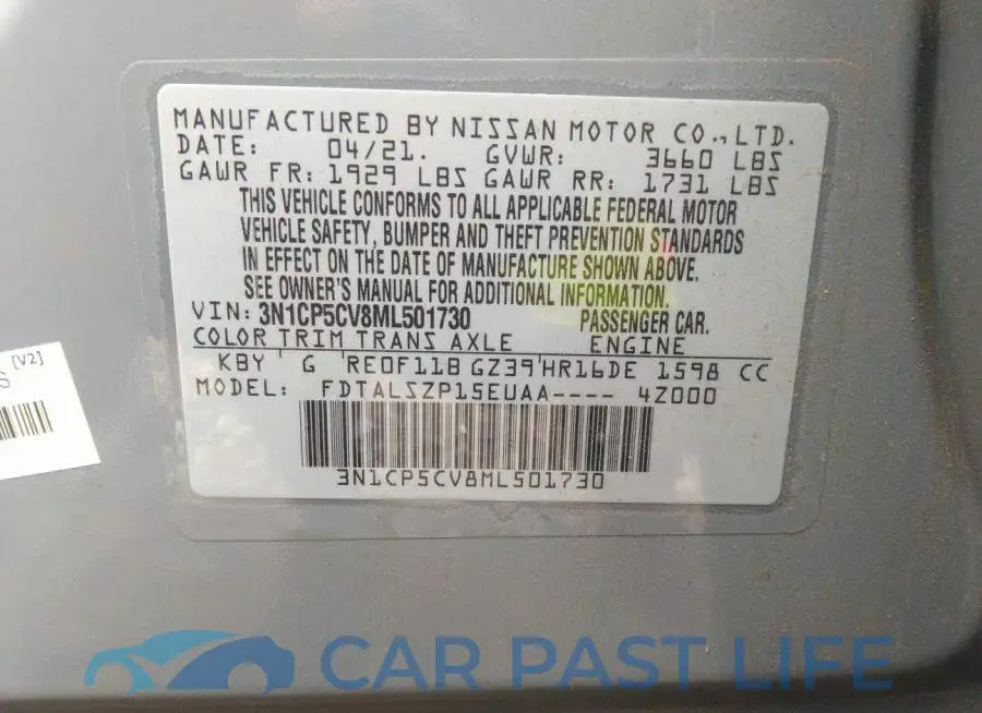 3N1CP5CV8ML501730# 9